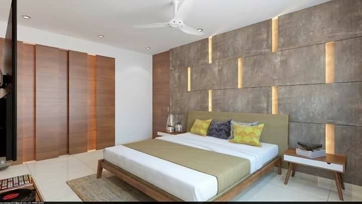 A wooden feel minimalistic bedroom