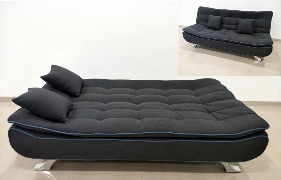 Adjustable and Folding Black Futon Sofa cum Bed