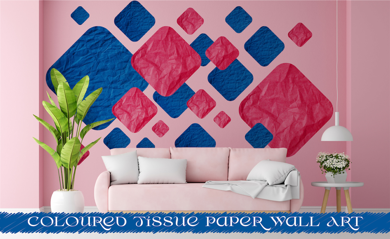 D-I-Y! Coloured Tissue Paper Wall Art.