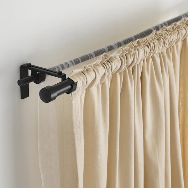 Double and triple curtain rods