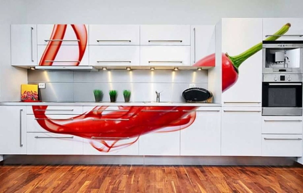 Single Wall Modular Kitchen in a Digital custom-printed cabinets with Spot Lights