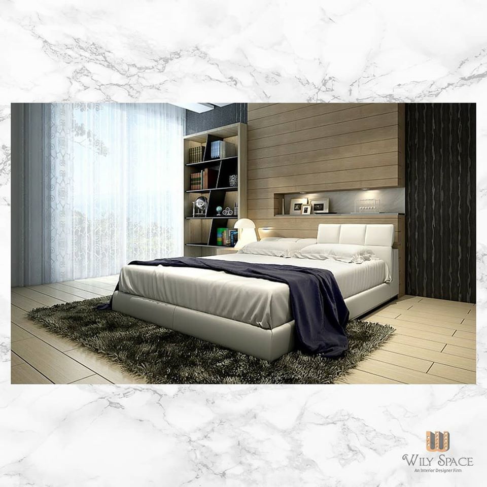 The Bedroom Consists of Rectangular White Upholstered Bed